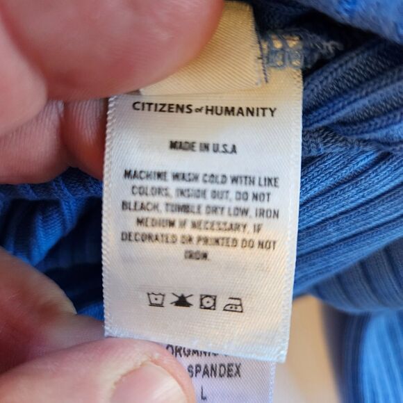 CITIZENS OF HUMANITY Freja V-Neck Ribbed Cardigan Women's Large Yacht Blue - Picture 7 of 8